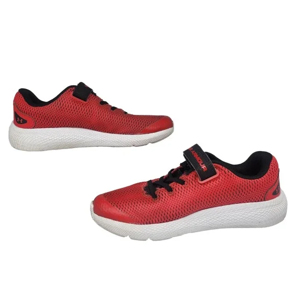 Under Armour Shoes Youth 3.5 Red Black White Low Tops Running Tennis Sneakers